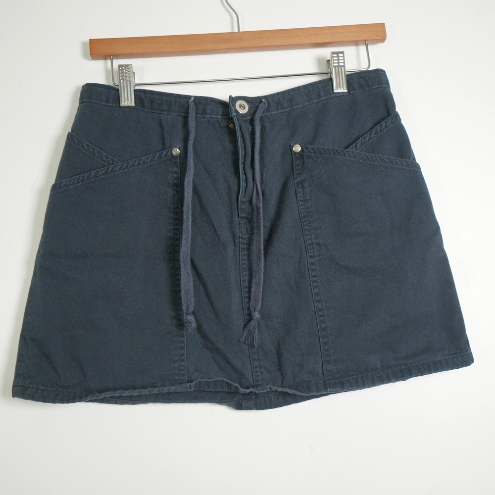 Anchor Blue Utility Mini Skirt Womens Size 5 Navy Blue High Rise Drawstring Y2K